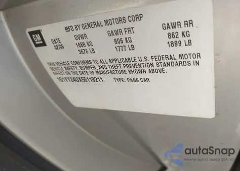 2005 Chevrolet Corvette from USA, damaged, VIN 1G1YY24UX55118211